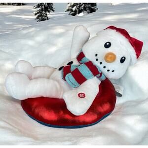 Gemmy Singing Spinning Snowman Christmas Plush on Snow Tube Sings Jingle Bells